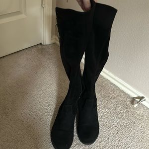 Half Suede Half Spandex Knee High Boots
